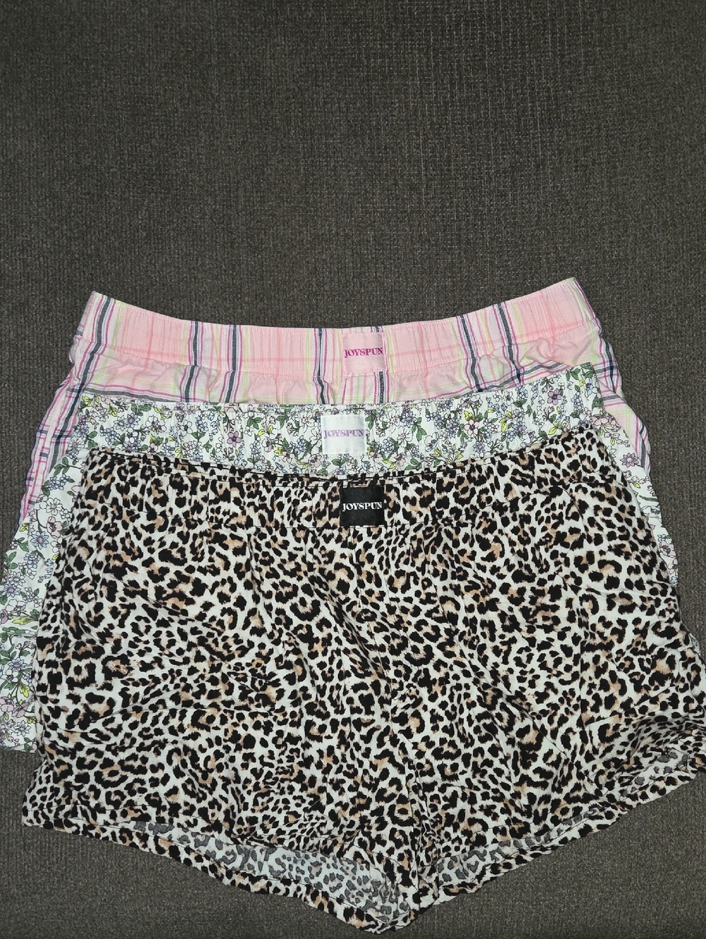 Joyspun Women’s 4-Pack Cotton Sleep Shorts - Leopard, Floral & Pink